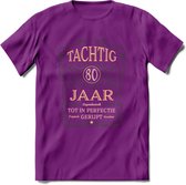 80 Jaar Legendarisch Gerijpt T-Shirt | Mos - Ivoor | Grappig Verjaardag en Feest Cadeau Shirt | Dames - Heren - Unisex | Tshirt Kleding Kado | - Paars - M