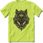 Vos - Dieren Mandala T-Shirt | Rood | Grappig Verjaardag Zentangle Dierenkop Cadeau Shirt | Dames - Heren - Unisex | Wildlife Tshirt Kleding Kado | - Groen - XL