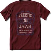 40 Jaar Legendarisch Gerijpt T-Shirt | Blauw - Grijs | Grappig Verjaardag en Feest Cadeau Shirt | Dames - Heren - Unisex | Tshirt Kleding Kado | - Burgundy - L