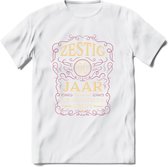 60 Jaar Legendarisch Gerijpt T-Shirt | Oud Roze - Ivoor | Grappig Verjaardag en Feest Cadeau Shirt | Dames - Heren - Unisex | Tshirt Kleding Kado | - Wit - XL
