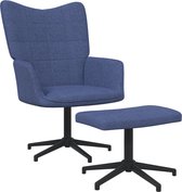 vidaXL Relaxstoel met voetenbank stof blauw