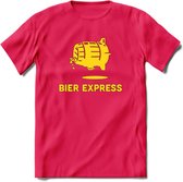 Bier Express T-Shirt | Unisex Kleding | Dames - Heren Feest shirt | Drank | Grappig Verjaardag Cadeau tekst | - Roze - XL