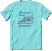 F-15 Vliegtuig T-Shirt | Unisex leger Kleding | Dames - Heren Straaljager shirt | Army F16 | Grappig bouwpakket Cadeau | - Licht Blauw - XXL