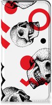 Bookstyle Case Geschikt voor Samsung Galaxy S22 Plus Smart Cover Skull Red