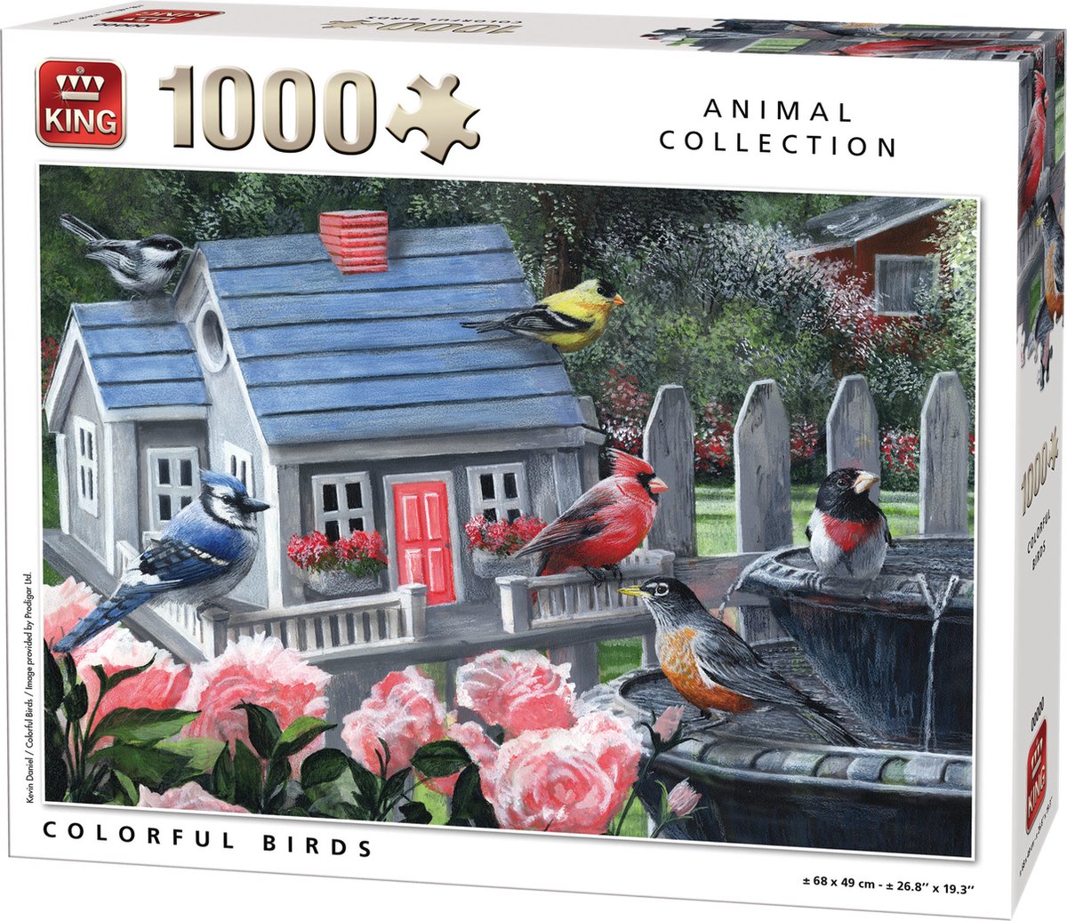 King Puzzel 1000 Stukjes (68 x 49 cm) - Colorful Birds - Legpuzzel - Kleurrijke Vogels