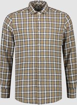 Hemd Shirt Cut Away Slub Check Linen Khaki