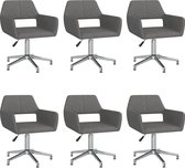 vidaXL Eetkamerstoelen draaibaar 6 st stof donkergrijs