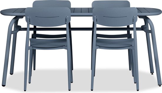 Lanterfant® Tuinset - Tafel met 4 stoelen - Oscar - Grafiet blauw | bol.com
