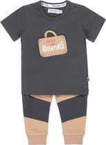Dirkje 2-delig jongens baby set T-shirt met broek donkergrijs beige