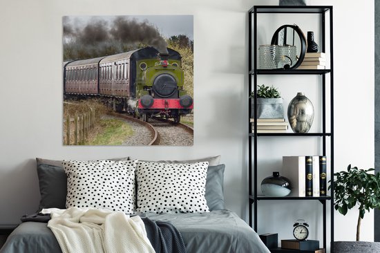 Tableau sur Toile L'Arrivée du Train à Vapeur - 90x90 cm - Décoration murale