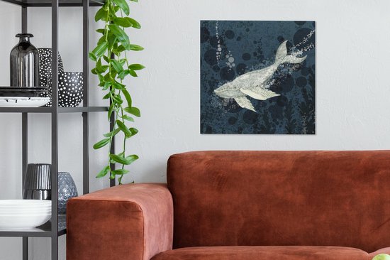 Tableau sur toile Illustration d'une baleine dans l'eau - 50x50 cm - Décoration murale