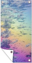 Tuinposter Wolken met een regenboog - 40x80 cm - Wanddecoratie Buiten - Tuinposter - Tuindoek - Schuttingposter - Tuinschilderij