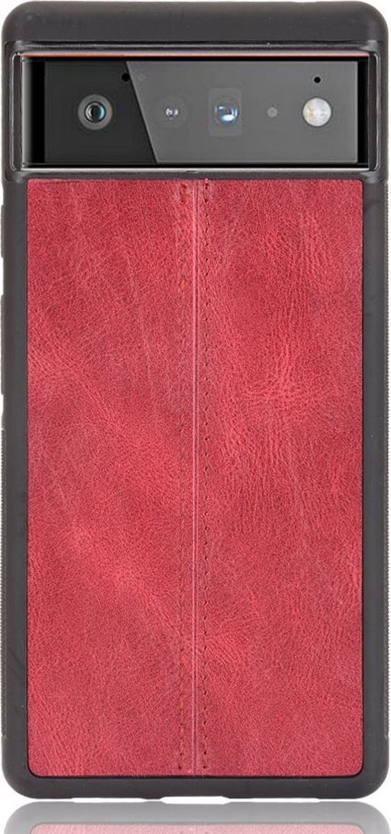 Mobigear Hoesje geschikt voor Google Pixel 6 Pro Telefoonhoesje | Mobigear Stitch Backcover | Pixel 6 Pro Case | Back Cover - Rood