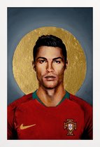 JUNIQE - Poster met houten lijst Football Icon - Cristiano Ronaldo