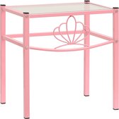 Decoways - Nachtkastje 42,5x33x44,5 cm metaal en glas roze en transparant