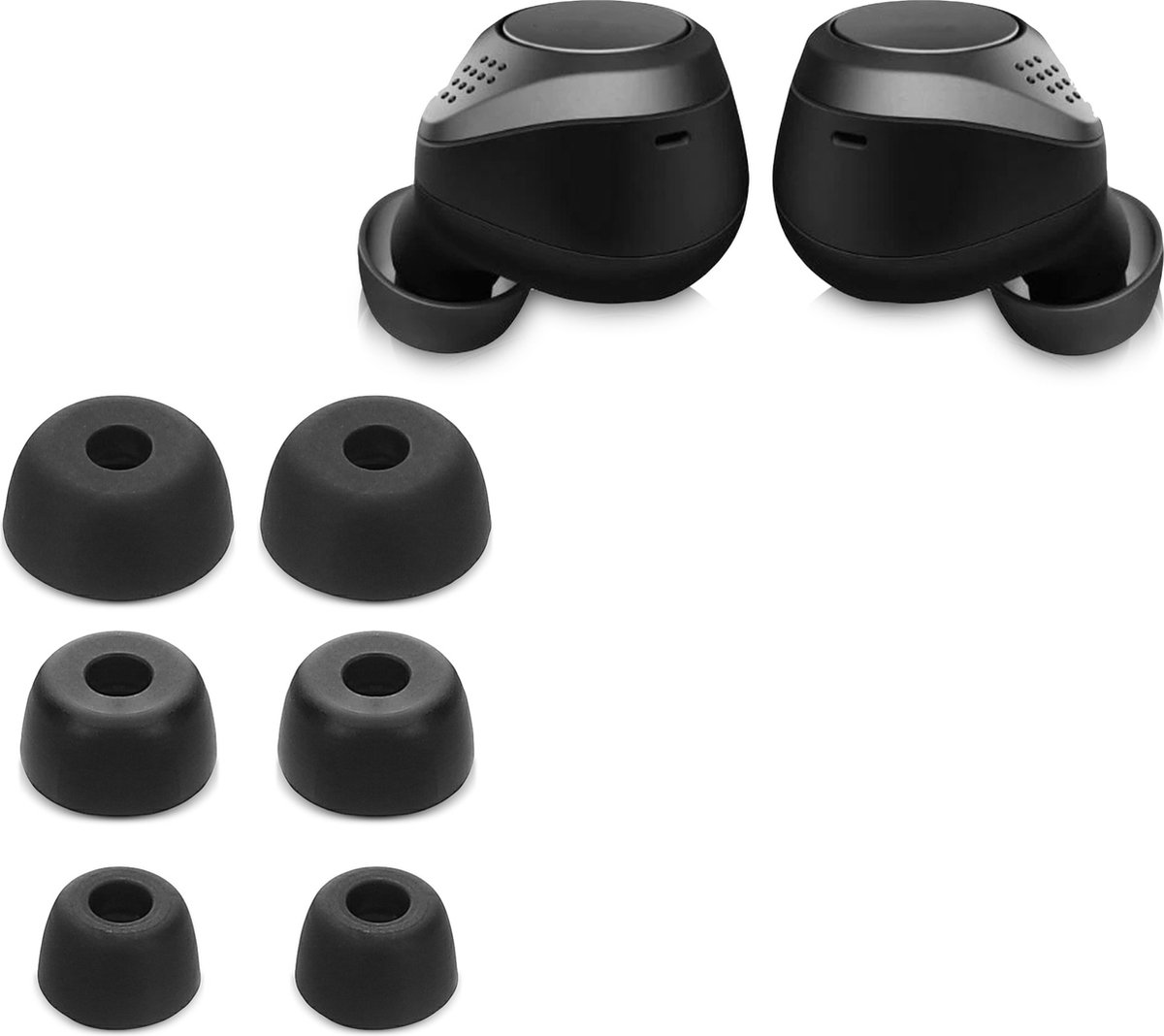 kwmobile 6x cover voor in-ear oortjes voor Jabra Elite 75t /65t / Active - Vervangende oordopjes van siliconen in zwart - 3 maten