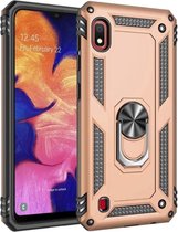 LuxeBass Hoesje geschikt voor Samsung Galaxy A10 Hoesje - Anti-Shock Hybrid Ring Armor goud