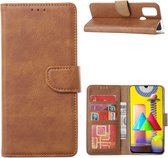 LuxeBass Hoesje geschikt voor Samsung Galaxy M31 - Bookcase Bruin - portemonnee hoesje - telefoonhoes - gsm hoes - telefoonhoesjes