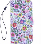 LuxeBass Boekhoesje met print geschikt voor Samsung Galaxy A52 - Flowers - bookcase - boekhoesje - book case - boek hoesje