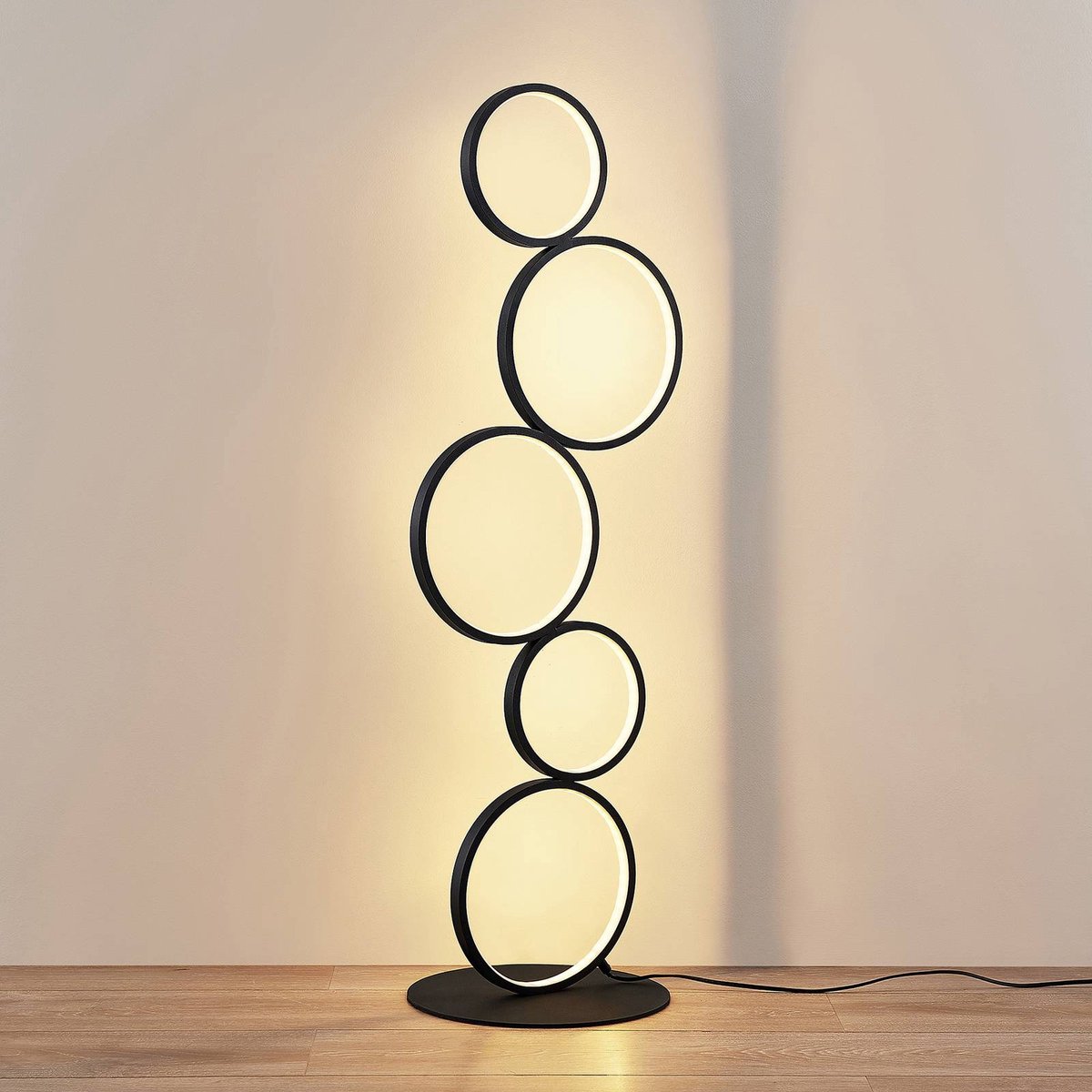 Lindby - LED vloerlamp - 1licht - ijzer - H: 110 cm - zwart - Inclusief lichtbron