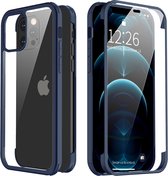 Valenta - Bumper Hoesje 360 graden - iPhone 12 Pro Max - Volledig Tempered Glass - Blauw