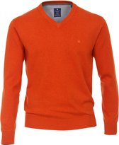 Redmond heren trui katoen - V-hals - warm oranje melange - Maat: XL