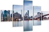 Schilderij - Panorama New York City Skyline, NYC, 5 luik, Premium print