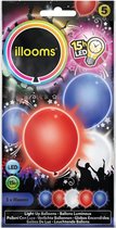 Illooms Ballonnen Rood Wit Blauw met LED Licht  5 Stuks