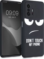 kwmobile telefoonhoesje geschikt voor Xiaomi 11T / 11T Pro - Hoesje voor smartphone in wit / zwart - Backcover van TPU - Don't Touch My Phone design