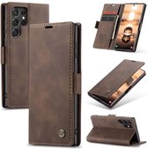 Samsung Galaxy S22 Ultra hoesje - Wallet Case - Coffee - Caseme