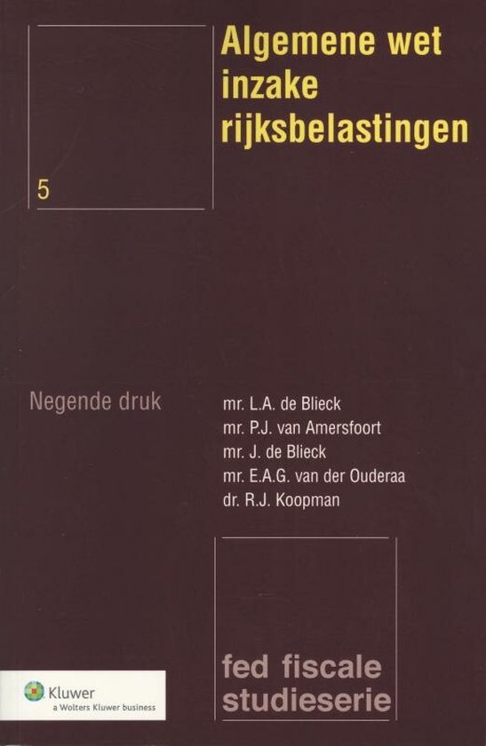 Fed fiscale studieserie 5 - Algemene wet inzake rijksbelasti ... - cover