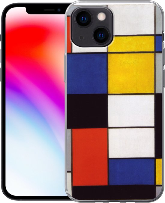 Coque iPhone 13 mini - Composition A - Piet Mondrian - Siliconen