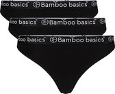 Comfortabel & Zijdezacht Bamboo Basics Emma - Bamboe Strings (Multipack 3 stuks) Dames - Onderbroek - Ondergoed - Zwart - L