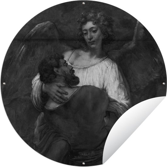 Tuincirkel Jakob worstelend met de engel - Rembrandt van Rijn - Tuinposter