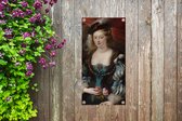 Tuinposter Portret van een vrouw - Schilderij van Peter Paul Rubens - 40x80 cm - Wanddecoratie Buiten - Tuinposter - Tuindoek - Schuttingposter - Tuinschilderij