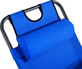 Sunny Ligstoel strandligbed met hoofdsteun inklapbaar staal stof blauw 118 x 60 x 80 cm