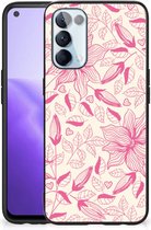 Silicone Case OPPO Reno5 5G | Find X3 Lite Smartphone Hoesje met Zwarte rand Roze Bloemen