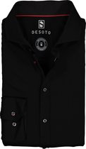 DESOTO slim fit overhemd - stretch tricot - zwart - Strijkvrij - Boordmaat: 39/40