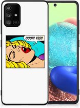 Hoesje met Tekst Geschikt voor Samsung Galaxy A71 Silicone Back Case met Zwarte rand Popart Oh Yes