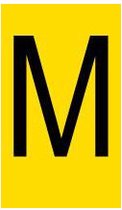 Mini letter M, geel zwart 38 x 89 mm - 6/vel