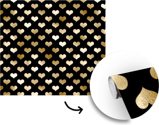 Papier peint - Motifs Papier peint photo - Coeur - Goud - Largeur 300 cm x Hauteur 300 cm