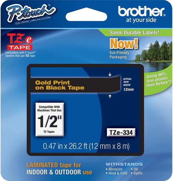 Foto: Brother gloss laminated labelling tape 12mm gold black