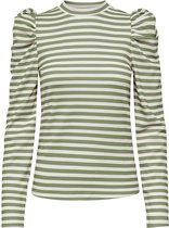 Jacqueline de Yong T-shirt Jdytonsy L/s Puff Sleeve Top Jrs 15217180 Basil/stripe Dames Maat - XS