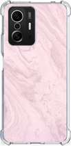 Smartphone hoesje Xiaomi 11T | 11T Pro Telefoonhoesje met tekst met transparante rand Marble Pink