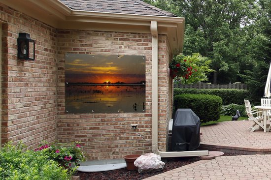 Tuinposter - Tuindoek - Tuinposters buiten - Rode gloed in de lucht bij