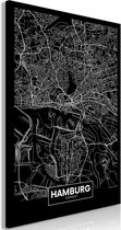 Schilderij - Dark Map of Hamburg (1 Part) Vertical.