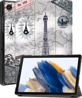 Hoes Geschikt voor Samsung Galaxy Tab A8 Hoes Book Case Hoesje Trifold Cover - Hoesje Geschikt voor Samsung Tab A8 Hoesje Bookcase - Eiffeltoren