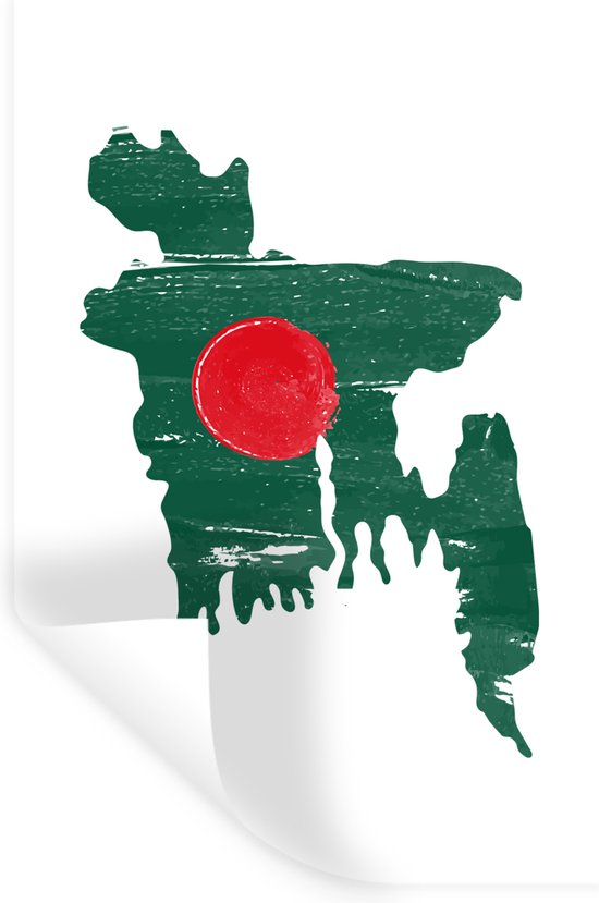 Muurstickers - Sticker Folie - Bangladesh - Vlag - Kaart - 40x60 cm - Plakfolie - Muurstickers Kinderkamer - Zelfklevend Behang - Zelfklevend behangpapier - Stickerfolie