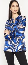 LOLALIZA Blouse met grafische print - Blauw - Maat 48