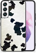 GSM Hoesje Geschikt voor Samsung Galaxy S22 Silicone Hoesje met Zwarte rand Koeienvlekken